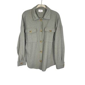 Retro Shacket Green S Ribbed Oversized Boho Western Neutral Classic Outdoors 80s